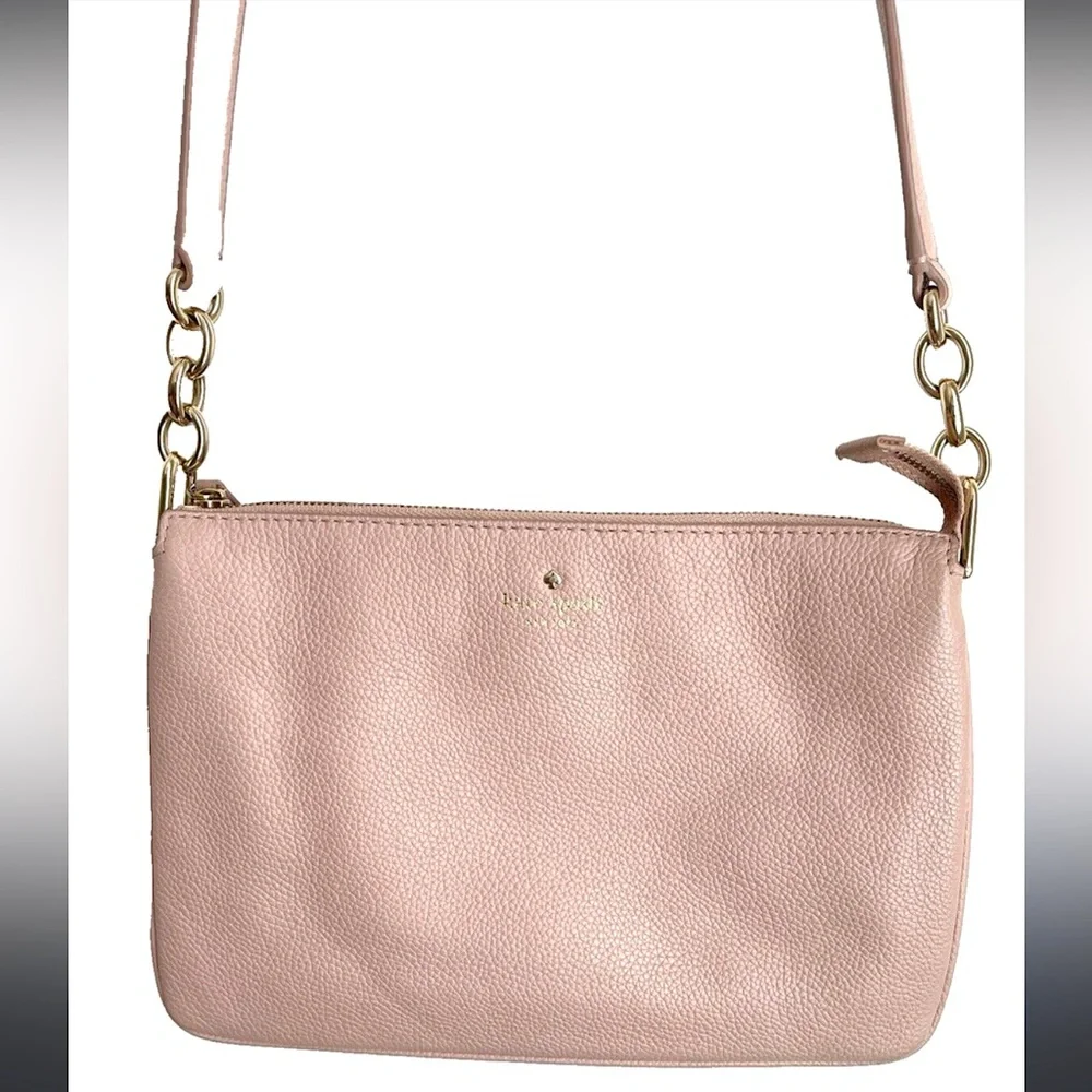 Kate Spade Leila Triple Gusset Crossbody Purse Rose Smoke - Picture 2 of 12